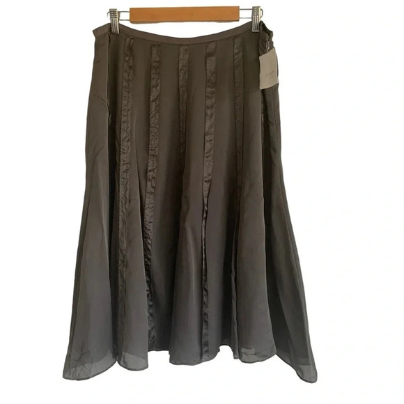 Liz Clairbone 100% Silk Paneled A Line Charcoal Gray Skirt NWT Size 12 - Picture 2 of 12
